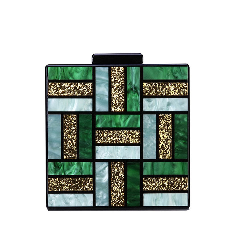 Acrylic Handbags New Brand Fashion Women Evening Bag Clutch Cute Green Gold Luxury Square Party Prom Wedding Bags Casual Vintag