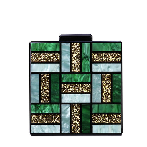 Acrylic Handbags New Brand Fashion Women Evening Bag Clutch Cute Green Gold Luxury Square Party Prom Wedding Bags Casual Vintag