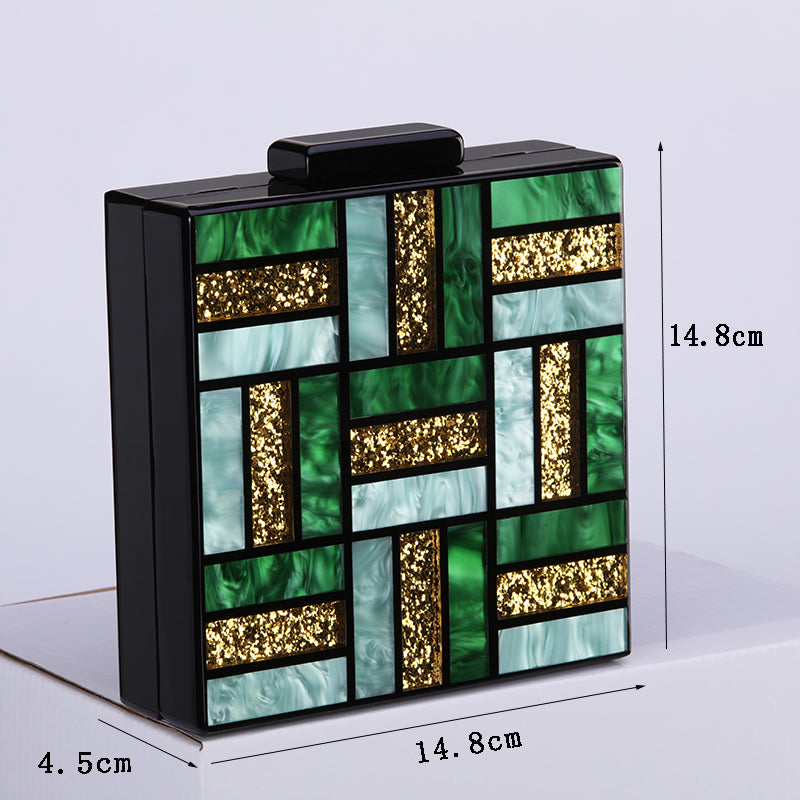 Acrylic Handbags New Brand Fashion Women Evening Bag Clutch Cute Green Gold Luxury Square Party Prom Wedding Bags Casual Vintag